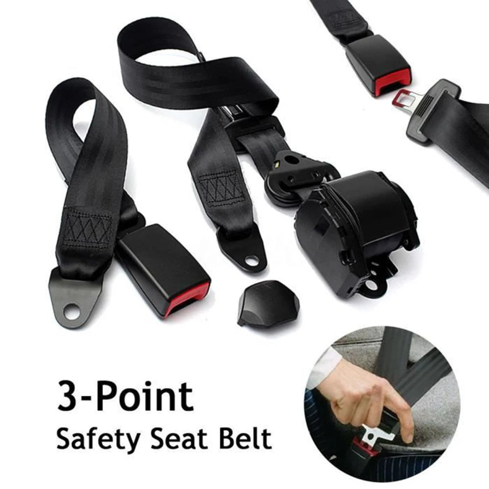 Universal Self-Winding Shrink 3-Point Seat Belt Lap With Car Seat Belt Adjuster Lock Seat Retractable Auto Safety Belt