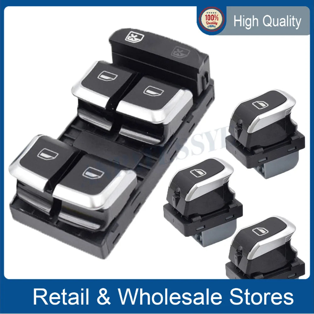 Red light 8VD 959 851 A 8VD 959 855A Chrome Side Window Regulator Lever Switch Window Glass Lifter Switch for Audi A3 8V