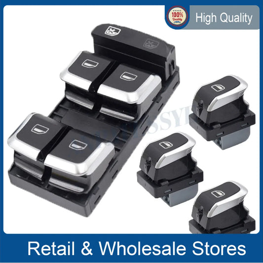 Red light 8VD 959 851 A 8VD 959 855A Chrome Side Window Regulator Lever Switch Window Glass Lifter Switch for Audi A3 8V