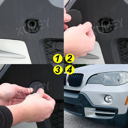 For BMW X5 E70 3.0si 4.8i 3.0d 2007-2010 Front Tow Hook Eye Cover Left Right Bumper Towing Cap Unpainted 51117159589 51117159590