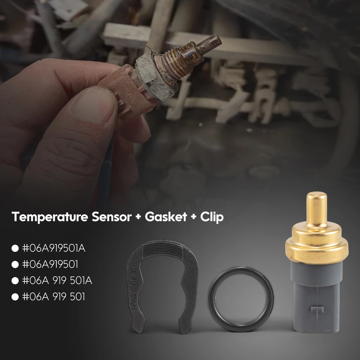 Genuine Coolant Temperature Sensor 06A919501,06A919501A  For AUDI A1,A2,A3,A4 B5 B6 B7 B8,A5,A6 C5 C6 C7,A8 D3 D4,Q3,Q5,Q7,R8,TT