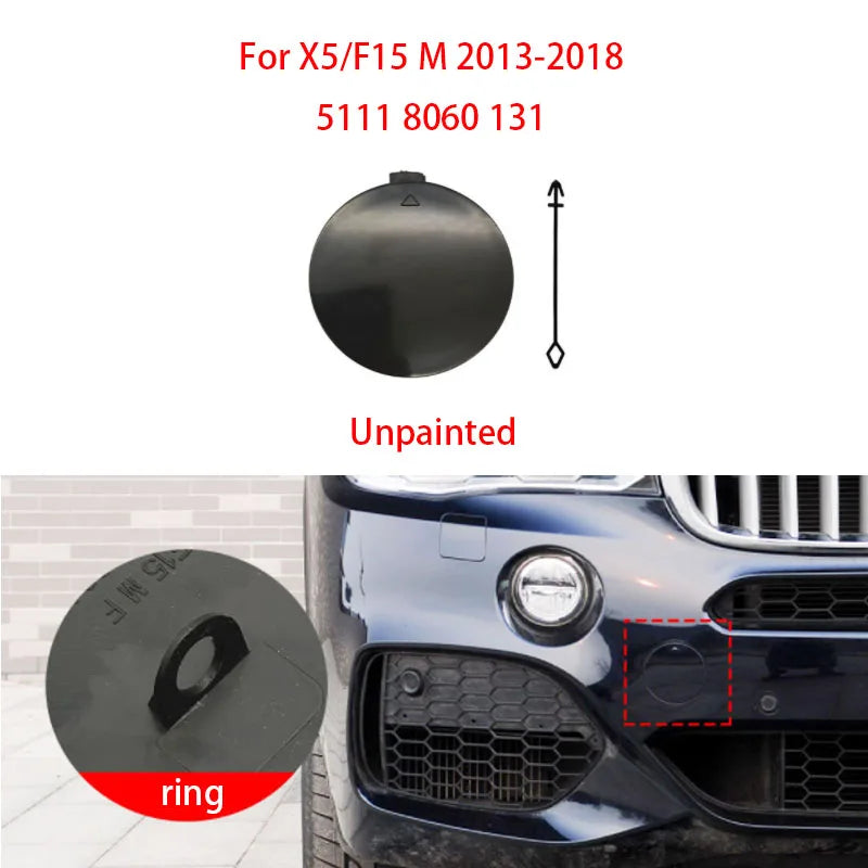 For BMW F15 X5 M Sport 2014-2018 Car Front Bumper Trailer Hook Tow Cover Cap Replacement Accessory Black White 51118060131