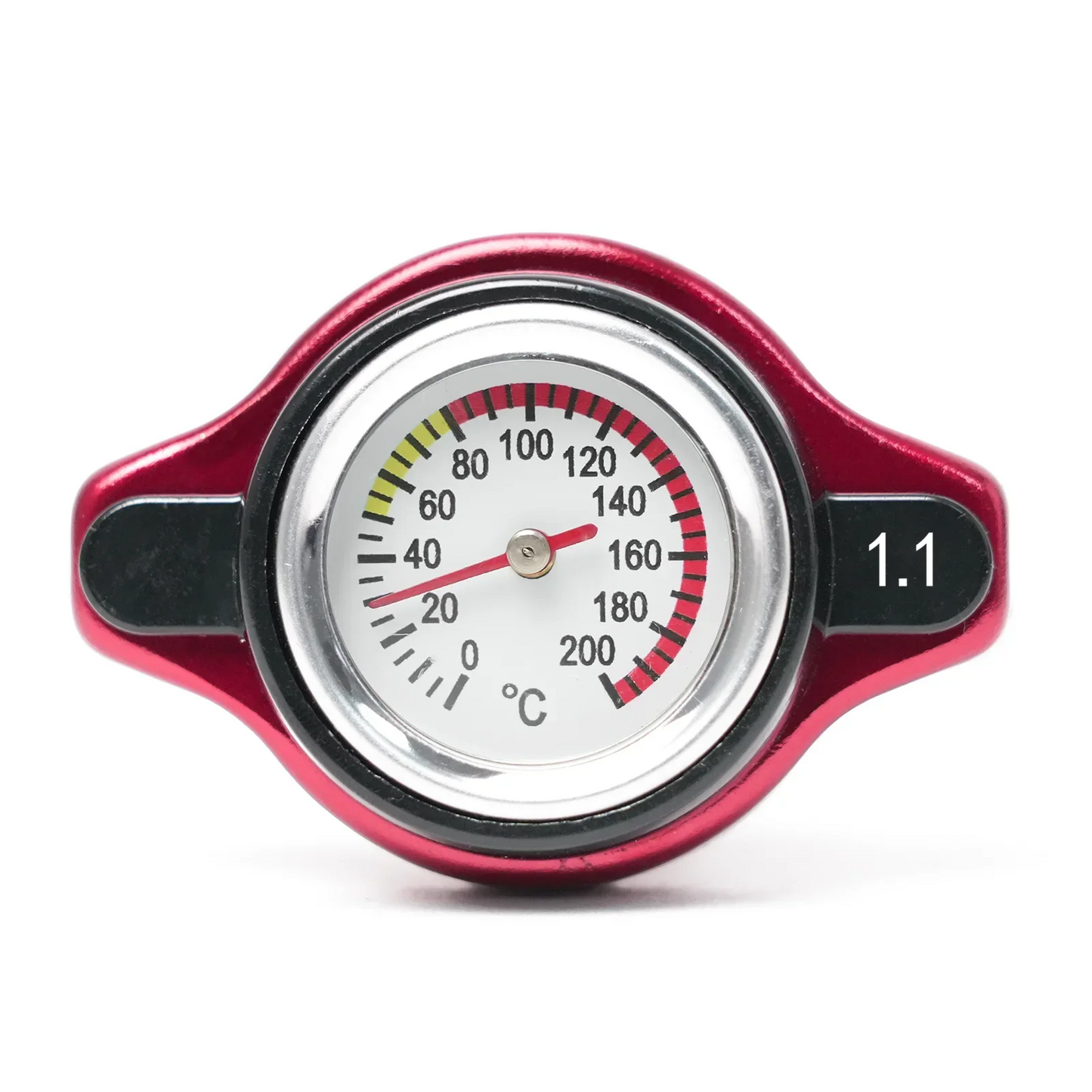 Red Thermo Radiator Cap Tank Cover Water Temperature Gauge with Utility Safe 0.9 Bar/ 1.1 Bar/1.3 Bar Car Motorcycle Styling