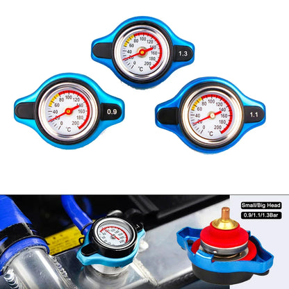 Red Thermo Radiator Cap Tank Cover Water Temperature Gauge with Utility Safe 0.9 Bar/ 1.1 Bar/1.3 Bar Car Motorcycle Styling