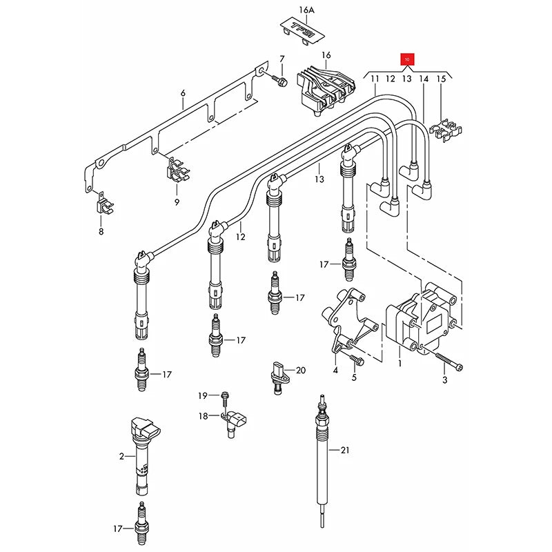 For Audi A1 A3 VW Beetle Caddy Golf  Jetta Polo Touran Seat Skoda 1.2Tsi Ignition lead 03F905409C 03F 905 409 C