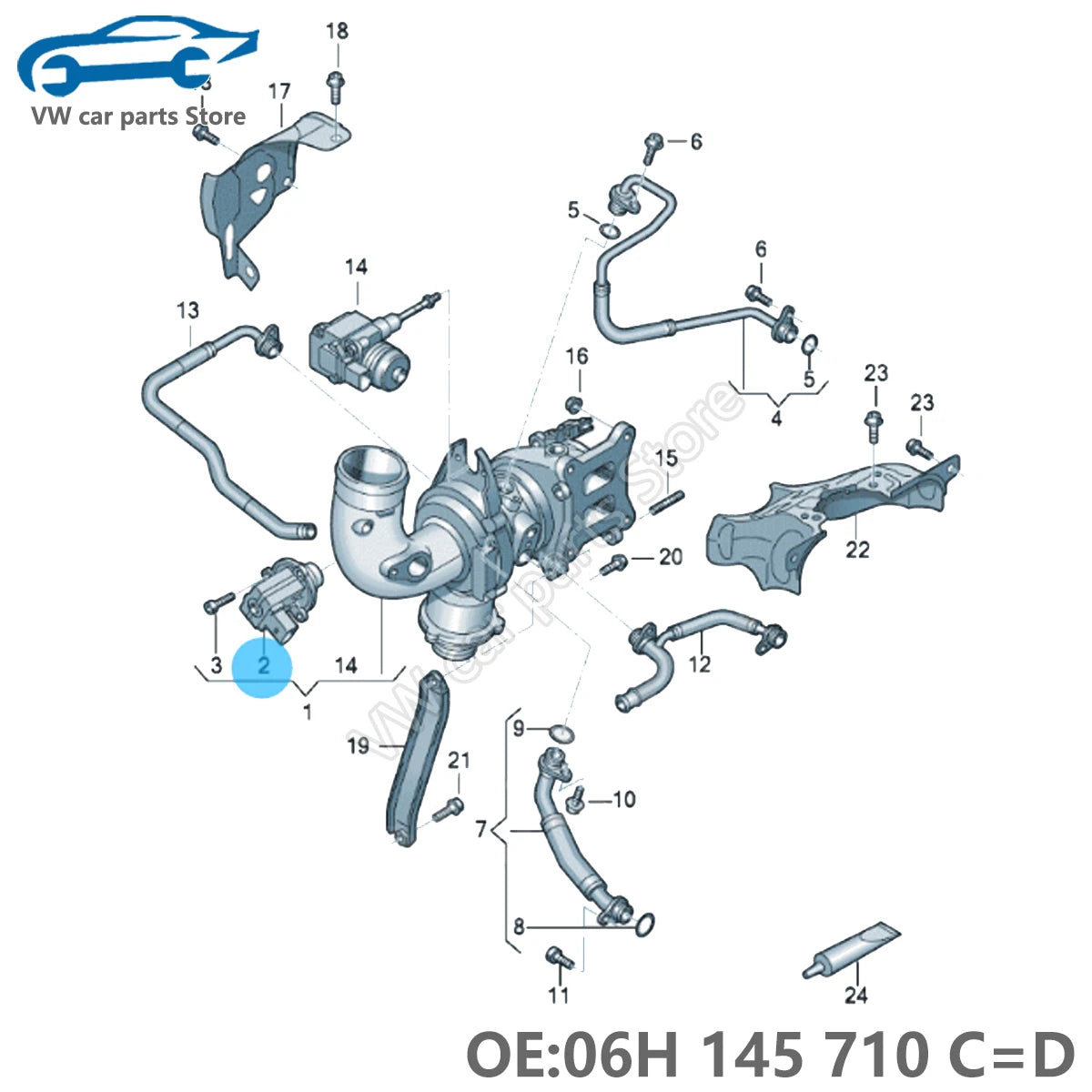06H145710D Turbo Turbocharger Cut-Off Bypass Diverter Valve For Audi A3 For Volkswagen GTI Eos CC Passat Beetle 06H145710C