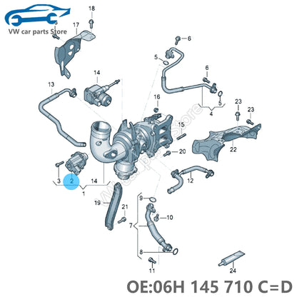 06H145710D Turbo Turbocharger Cut-Off Bypass Diverter Valve For Audi A3 For Volkswagen GTI Eos CC Passat Beetle 06H145710C