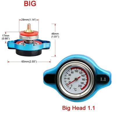 Red Thermo Radiator Cap Tank Cover Water Temperature Gauge with Utility Safe 0.9 Bar/ 1.1 Bar/1.3 Bar Car Motorcycle Styling