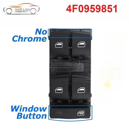 4F0959851 4F0959851H 4F0959851G5PR 4F0959851J For Audi A3 8p S3 A6 S6 RS6 Q7 Car Chrome Power Window Control Switch 10 Pins Red
