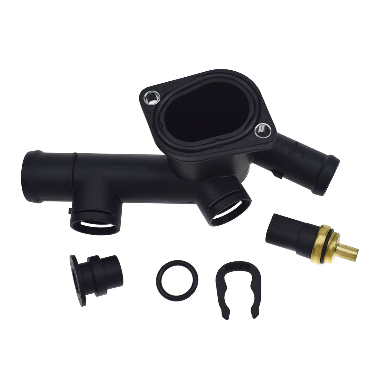 Coolant Hose Flange w/Gasket -Round Sensor Kit 06A121132C,059919501A,357121140 for VOLKSWAGEN BEETLE 2.0L 98-05