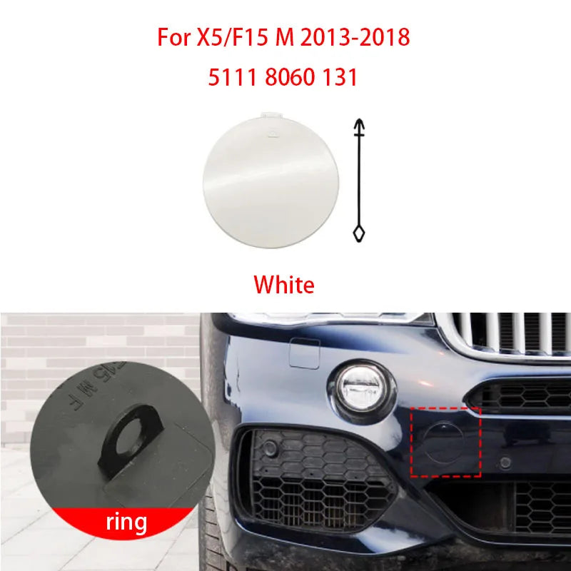 For BMW F15 X5 M Sport 2014-2018 Car Front Bumper Trailer Hook Tow Cover Cap Replacement Accessory Black White 51118060131