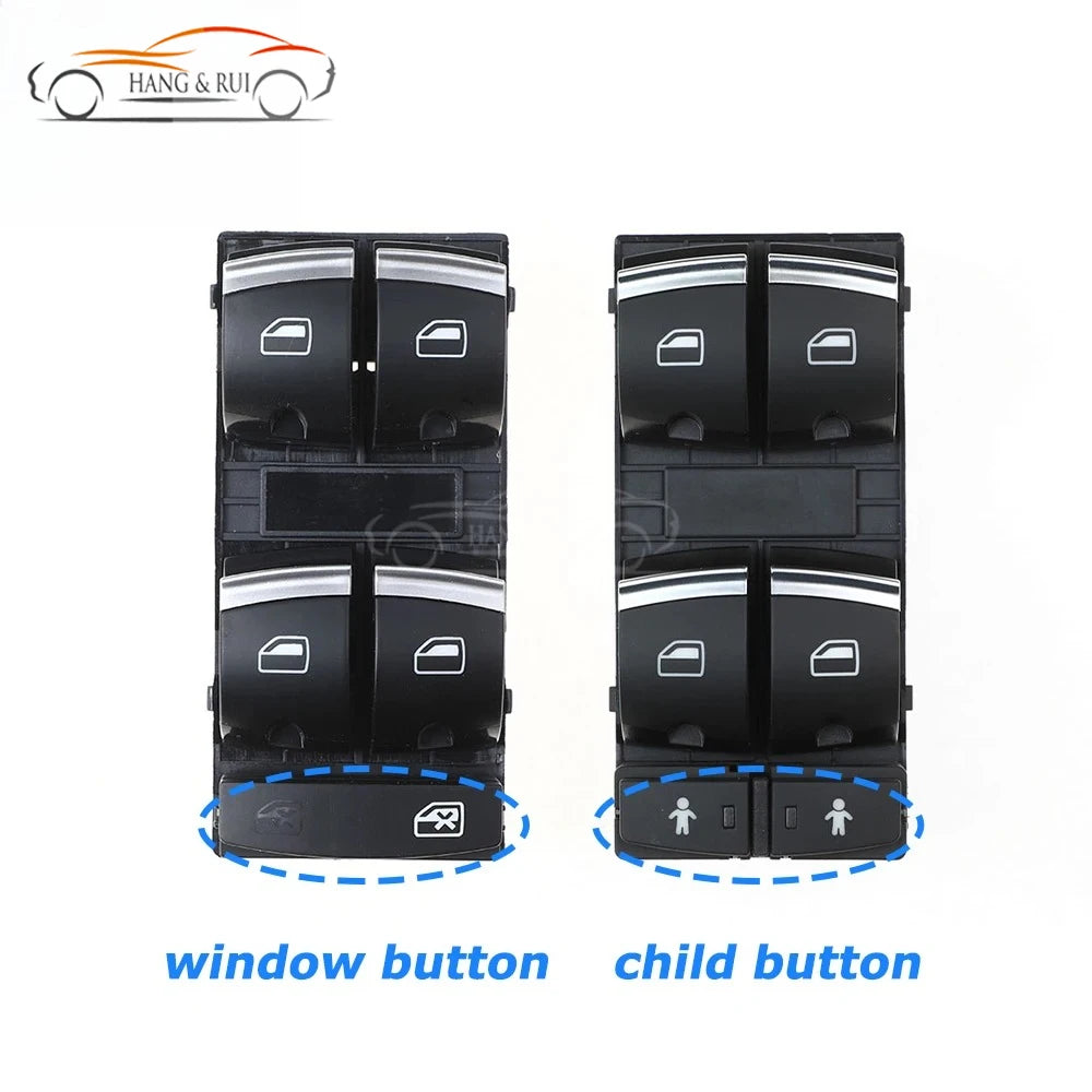 4F0959851 4F0959851H 4F0959851G5PR 4F0959851J For Audi A3 8p S3 A6 S6 RS6 Q7 Car Chrome Power Window Control Switch 10 Pins Red