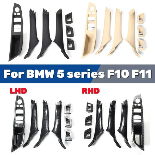 4 Colors Left Drive LHD Beige Black Carbon Fiber Car Interior Door Handle Pull 7PCS Set For BMW 5 Series F10 F18 523 525 528