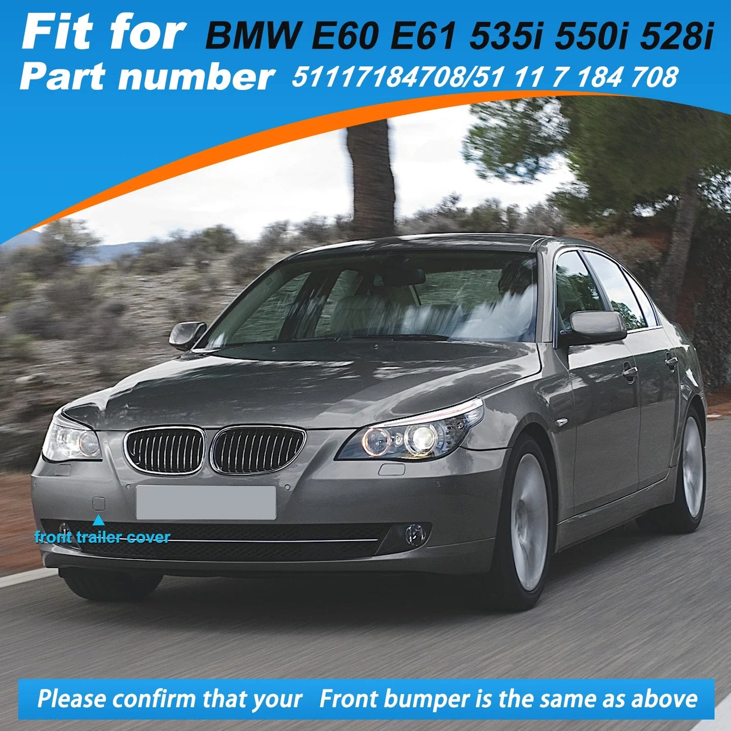 Front Bumper Tow Hook Cover Cap Towing Eye For BMW E60 E61 535i 550i 528i Accessories 2008-2010 51117184708 Car Accessories