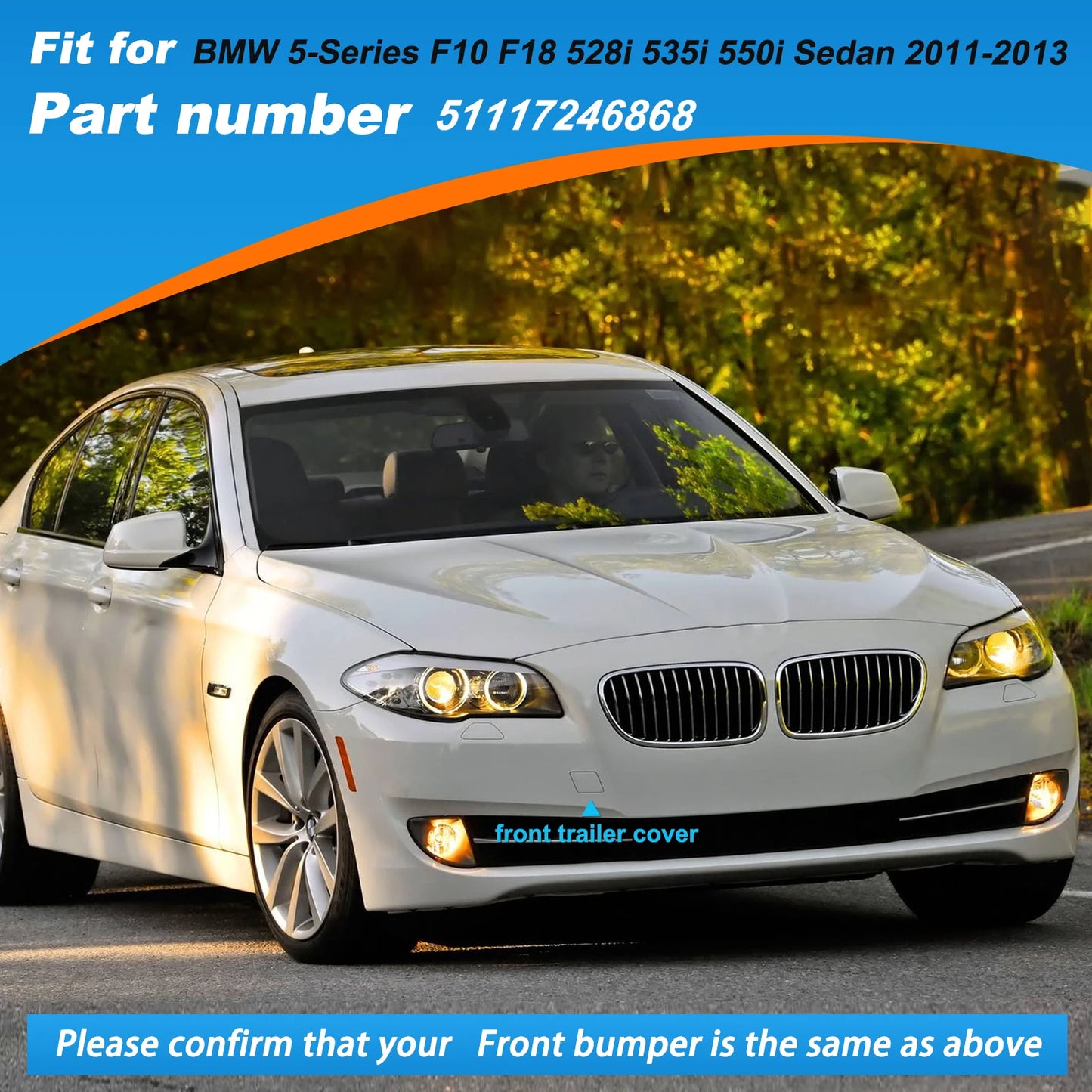 Front Bumper Tow Hook Cover Cap Towing Eye For BMW 5-Series F10 F18 528i 535i 550i Sedan Accessories 2011 2012 2013 51117246868