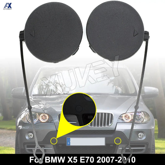 For BMW X5 E70 3.0si 4.8i 3.0d 2007-2010 Front Tow Hook Eye Cover Left Right Bumper Towing Cap Unpainted 51117159589 51117159590