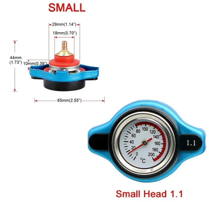 Red Thermo Radiator Cap Tank Cover Water Temperature Gauge with Utility Safe 0.9 Bar/ 1.1 Bar/1.3 Bar Car Motorcycle Styling