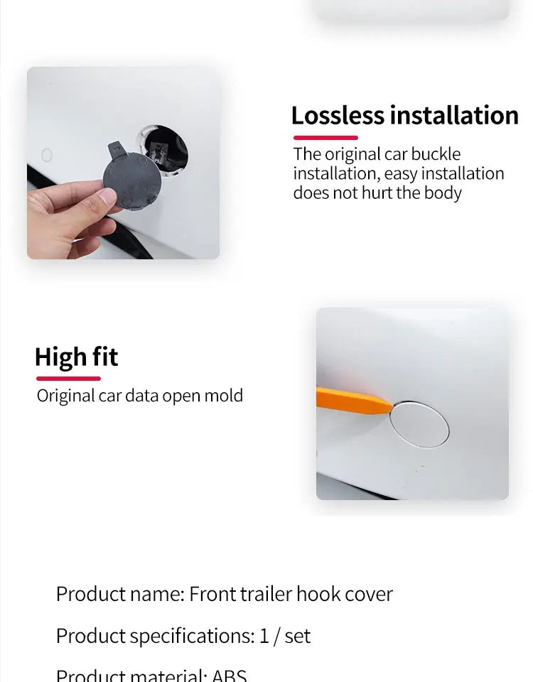 Auto Car Front Bumper Tow Hook Eye Cover Trim Trailer Cap Plug for Tesla Model 3 Automobiles Parts Accessories