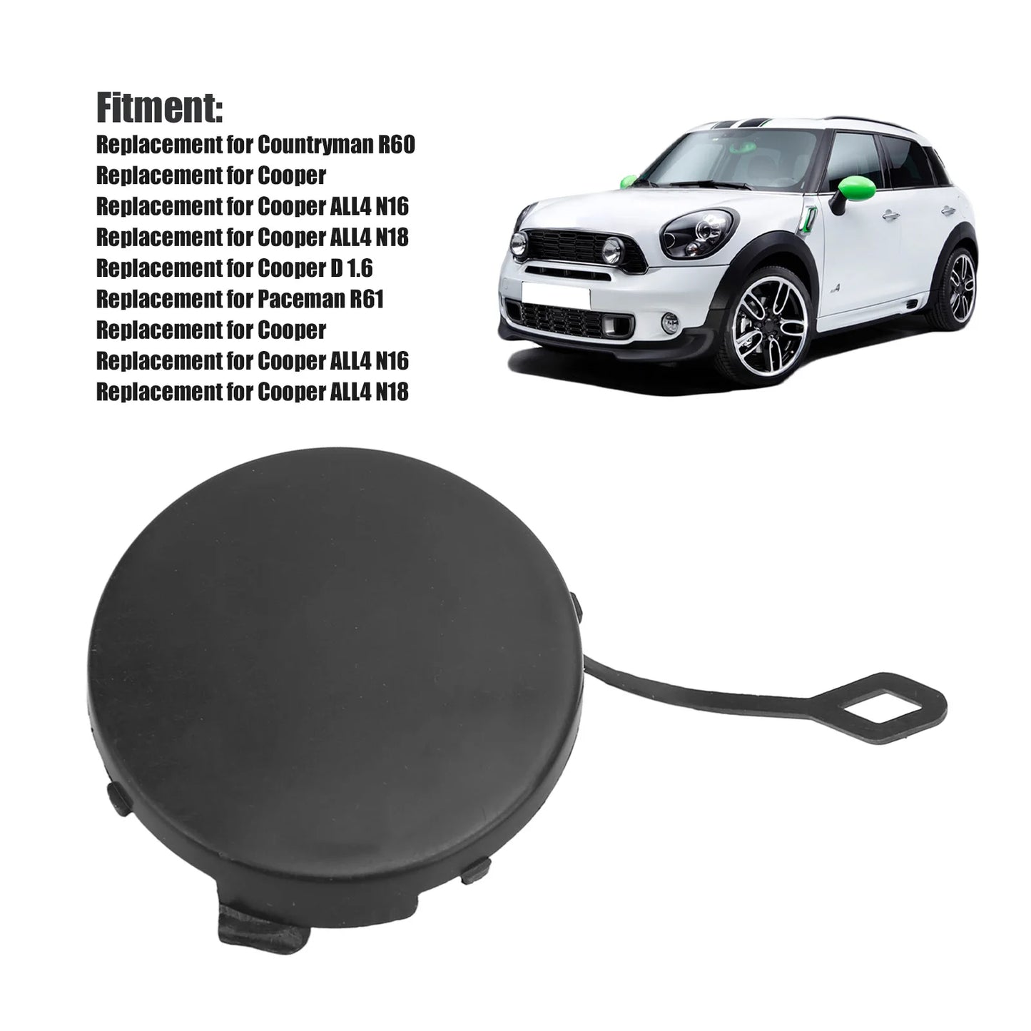 Car Styling Front Bumper Towing Hook Eye Cover 51119806061 Replacement for Mini Cooper Countryman R60 Paceman R61