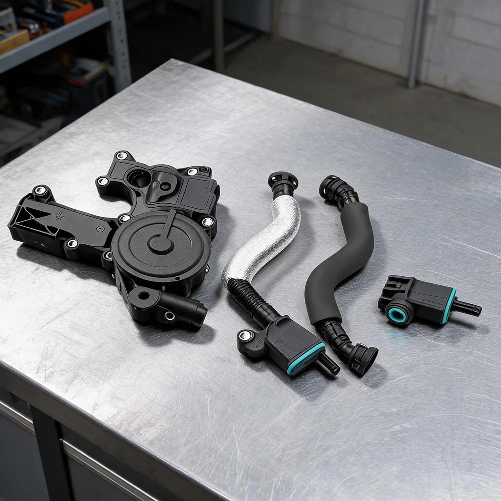 PCV Valve Crankcase Vent Oil Separator Kit Compatible With Audi=A3=A4=A5=Q5=VW=Golf=Jetta=Passat=Tiguan 06H103495AH