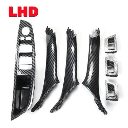 4 Colors Left Drive LHD Beige Black Carbon Fiber Car Interior Door Handle Pull 7PCS Set For BMW 5 Series F10 F18 523 525 528