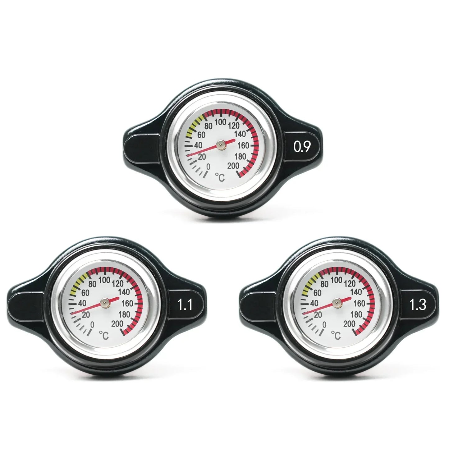 Red Thermo Radiator Cap Tank Cover Water Temperature Gauge with Utility Safe 0.9 Bar/ 1.1 Bar/1.3 Bar Car Motorcycle Styling