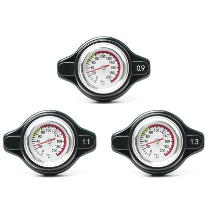 Red Thermo Radiator Cap Tank Cover Water Temperature Gauge with Utility Safe 0.9 Bar/ 1.1 Bar/1.3 Bar Car Motorcycle Styling