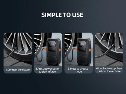 4-IN-1 Car Jump Starter with Air Compressor Car Auto Battery Booster Device150PSI Air Pump Portable Power Bank Tire Inflator