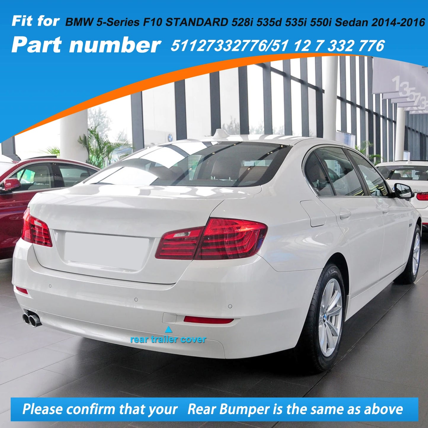 Rear Bumper Tow Hook Cover Cap Towing Eye For BMW 5-Series F10 STANDARD 528i 535d 535i 550i Sedan Accessories 2014 2015 2016
