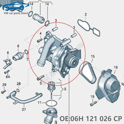 06H121026 All Aluminum EA888 GEN2 Water Pump For Audi A3A4A5Q5 VW Golf MK6 GTI Passat B7 Tiguan CC Scirocco Jetta 06H 121 026 CP
