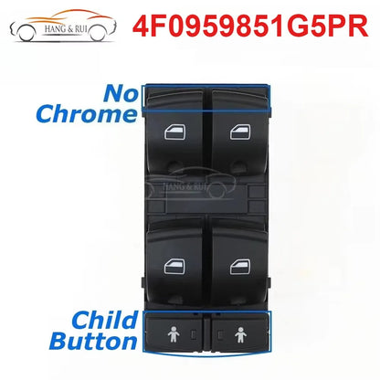 4F0959851 4F0959851H 4F0959851G5PR 4F0959851J For Audi A3 8p S3 A6 S6 RS6 Q7 Car Chrome Power Window Control Switch 10 Pins Red