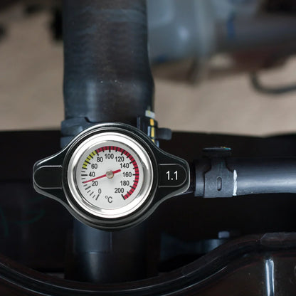 Red Thermo Radiator Cap Tank Cover Water Temperature Gauge with Utility Safe 0.9 Bar/ 1.1 Bar/1.3 Bar Car Motorcycle Styling