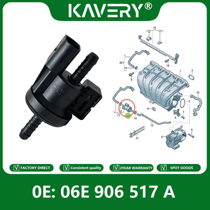 KAVERY For 1pc 06E906517A Vapor Canister Purge Solenoid Valve Fit Audi A3 A4 A6 Q7 A8 Jetta Golf MK6 0280142431 Car Accessories