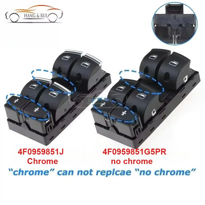 4F0959851 4F0959851H 4F0959851G5PR 4F0959851J For Audi A3 8p S3 A6 S6 RS6 Q7 Car Chrome Power Window Control Switch 10 Pins Red