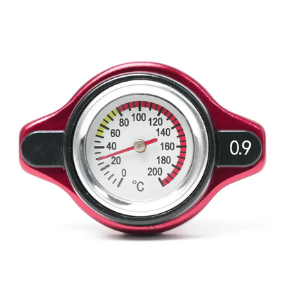 Red Thermo Radiator Cap Tank Cover Water Temperature Gauge with Utility Safe 0.9 Bar/ 1.1 Bar/1.3 Bar Car Motorcycle Styling