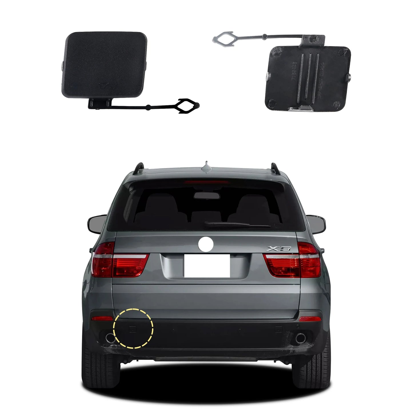 Rear Bumper Tow Hook Cover Towing Eye Cap For BMW X5 E70 2006 2007 2008 2009 2010 51127158447 51127158448