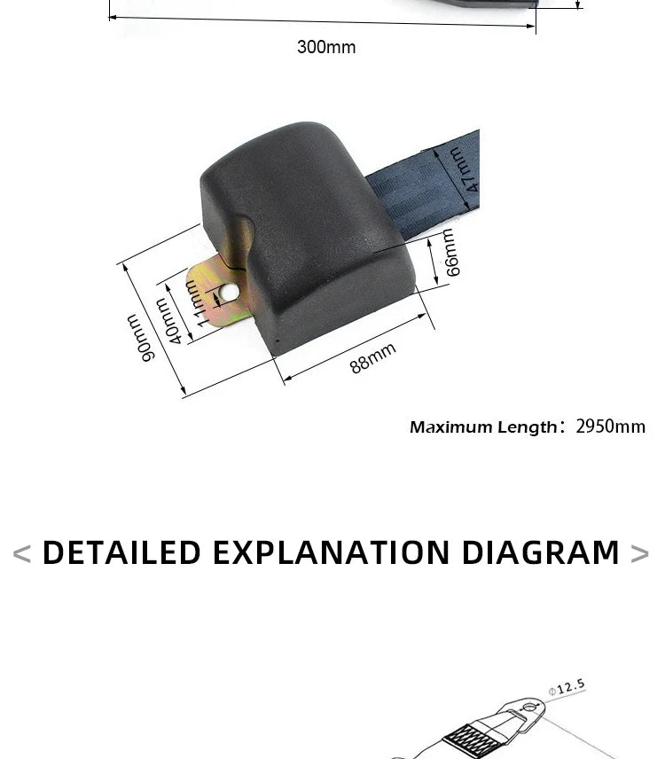3-point car fully automatic retractable self-locking seat belt assembly accessories for passenger buses school buses and trucks