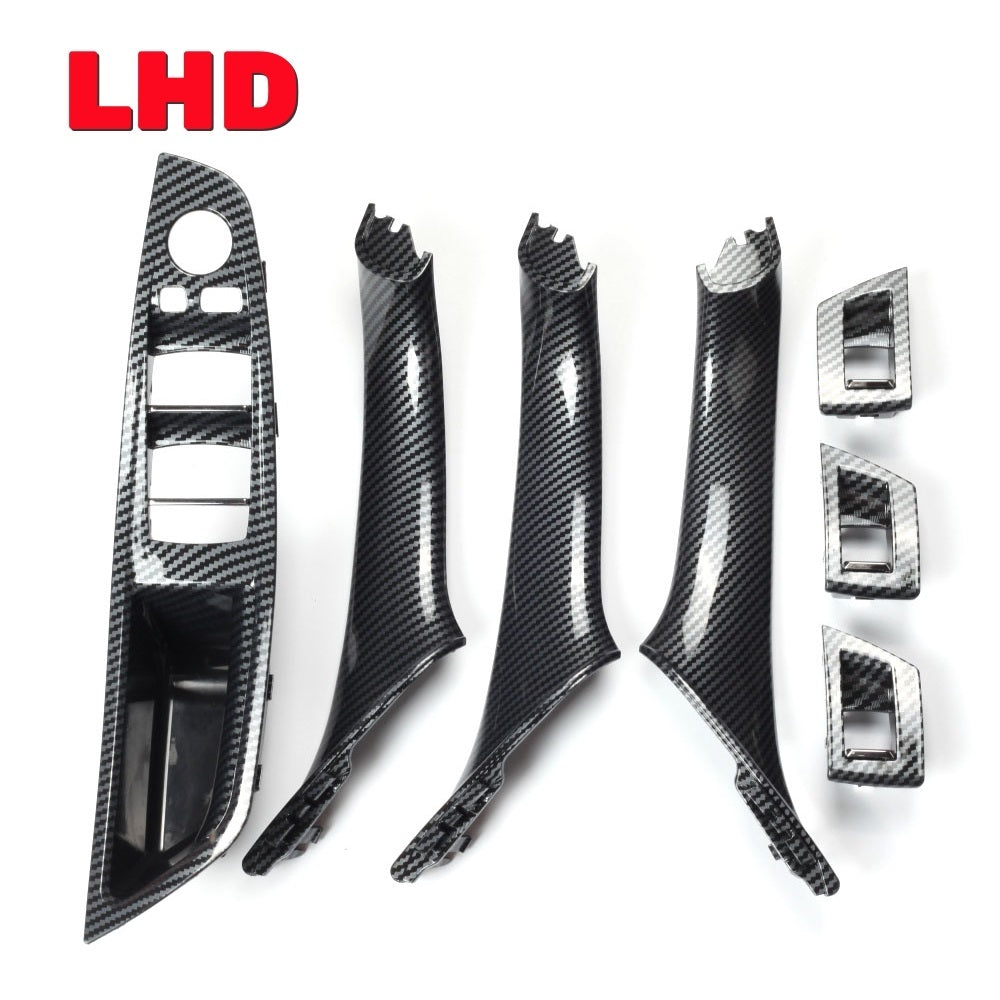 4 Colors Left Drive LHD Beige Black Carbon Fiber Car Interior Door Handle Pull 7PCS Set For BMW 5 Series F10 F18 523 525 528