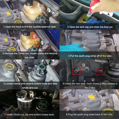 Aluminum Coolant Header Expansion Overflow Water Tank Cap Reservoir Can Car Accessories For 02-08 BMW Mini Cooper S R52 R53