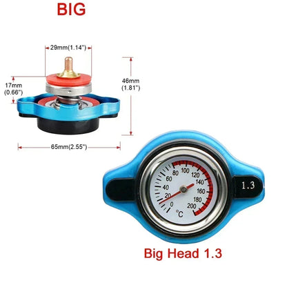 Red Thermo Radiator Cap Tank Cover Water Temperature Gauge with Utility Safe 0.9 Bar/ 1.1 Bar/1.3 Bar Car Motorcycle Styling