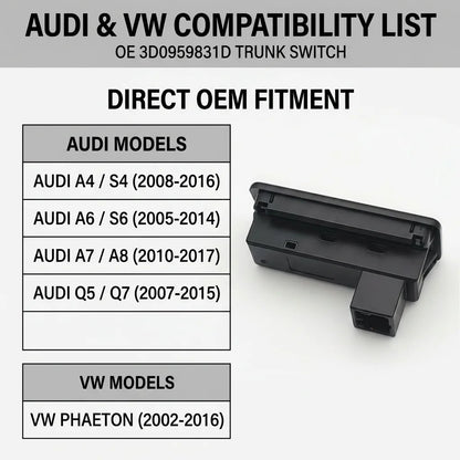 Tailgate Boot Trunk Lid Release Switch 3D0959831D for Audi A4 S4 A6 S6 A7 A8 Q5 Q7 for VW Phaeton 4-Pin 3D0 959 831 D