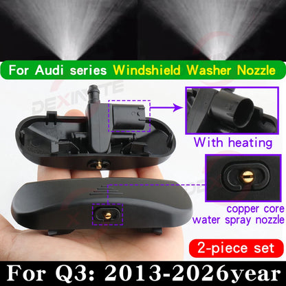 2pcs Car Front Windscreen Washer Spray Nozzle Jet Heated For AUDI A1 A3 A4 A5 A6 A8 Q2 Q3 Q5 Q7 A7 TT Copper Core Spray Nozzle