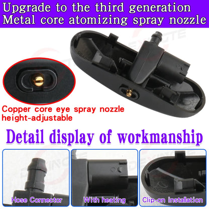 2pcs Car Front Windscreen Washer Spray Nozzle Jet Heated For AUDI A1 A3 A4 A5 A6 A8 Q2 Q3 Q5 Q7 A7 TT Copper Core Spray Nozzle