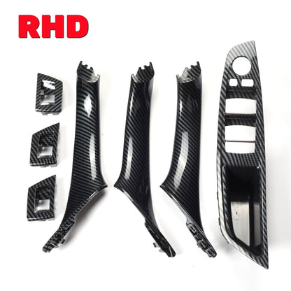 4 Colors Left Drive LHD Beige Black Carbon Fiber Car Interior Door Handle Pull 7PCS Set For BMW 5 Series F10 F18 523 525 528