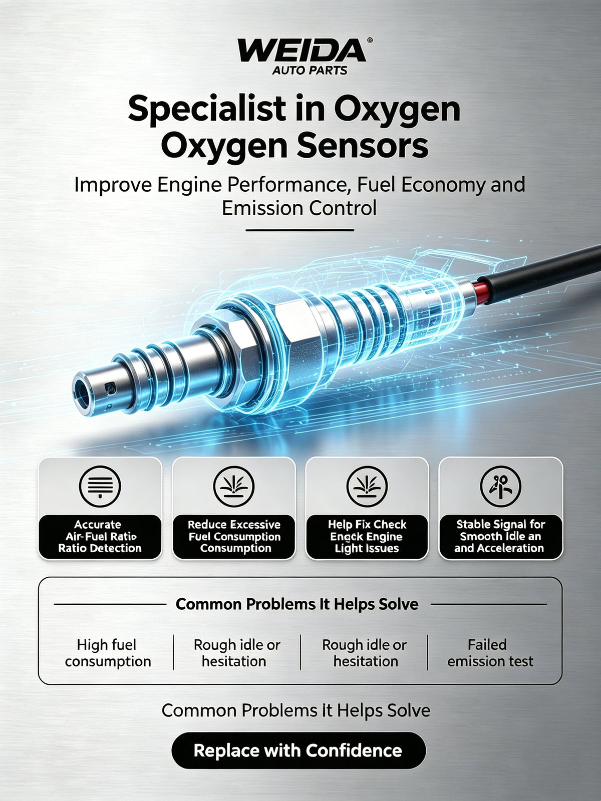 0258006388 Rear Lambda Oxygen O2 Sensor fit For ALFA ROMEO 147 156 GT 1.6 1.8 2.0 16V T.SPARK 1997-2010 NO# 46760863 467608630