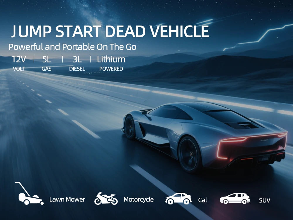 4-IN-1 Car Jump Starter with Air Compressor Car Auto Battery Booster Device150PSI Air Pump Portable Power Bank Tire Inflator