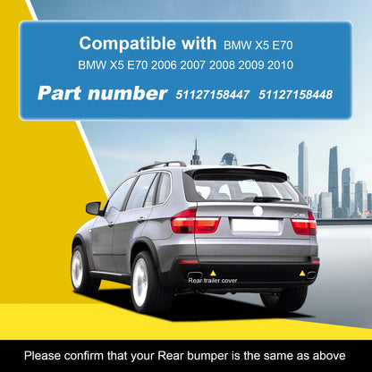 Rear Bumper Tow Hook Cover Towing Eye Cap For BMW X5 E70 2006 2007 2008 2009 2010 51127158447 51127158448