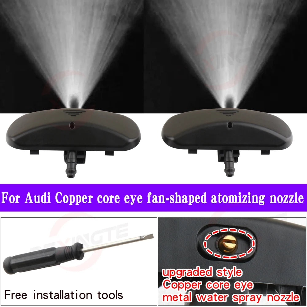 2pcs Car Front Windscreen Washer Spray Nozzle Jet Heated For AUDI A1 A3 A4 A5 A6 A8 Q2 Q3 Q5 Q7 A7 TT Copper Core Spray Nozzle