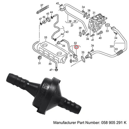 5X Vacuum Check Valve Air Pump Valve Car Accessories For A4 TT BEETLE PASSAT 058905291 058905291K