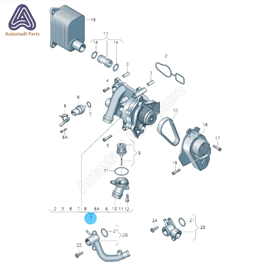 Car Water Pump Repair Set for VW Golf Jetta GLI GTI MK6 Passat B7 Tiguan CC A3 A4 A5 Q3 Q5 TT 1.8T 2.0T 06H121026 06H121026AB.
